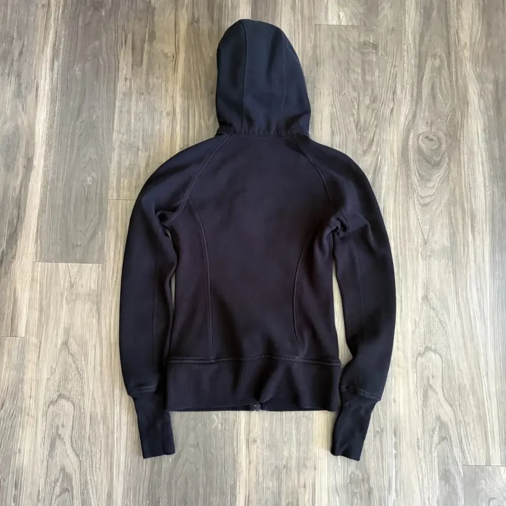 Lululemon Scuba Hoodie Women's Size 4 Black Full Zip Fleece Jacket Embroidered